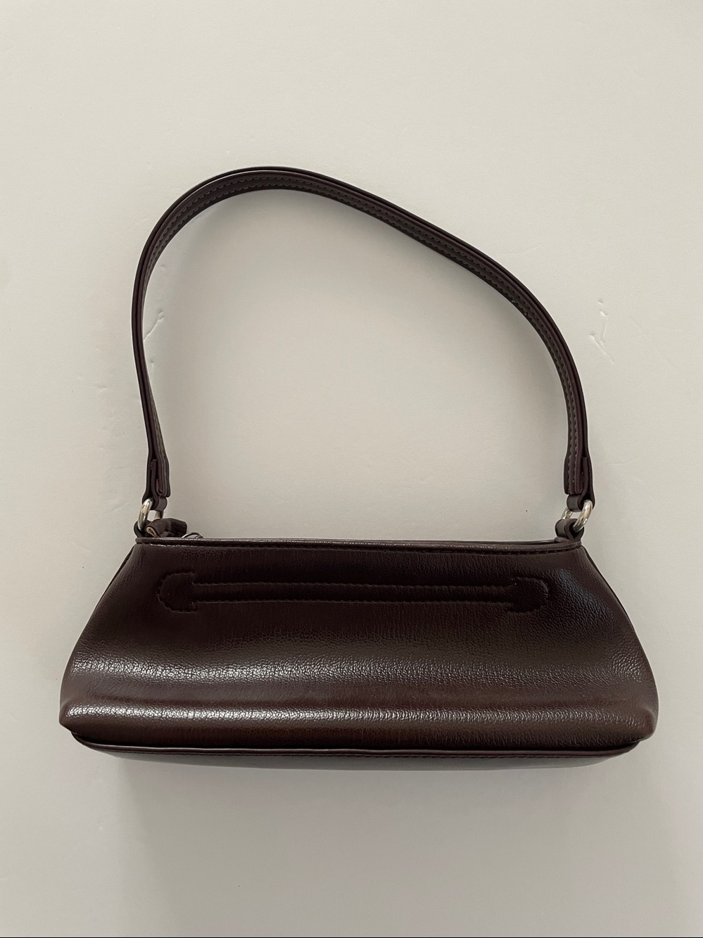 MONDANI- Brown Vegan Leather Small Mini Shoulder Bag silver Accents - Picture 2 of 7